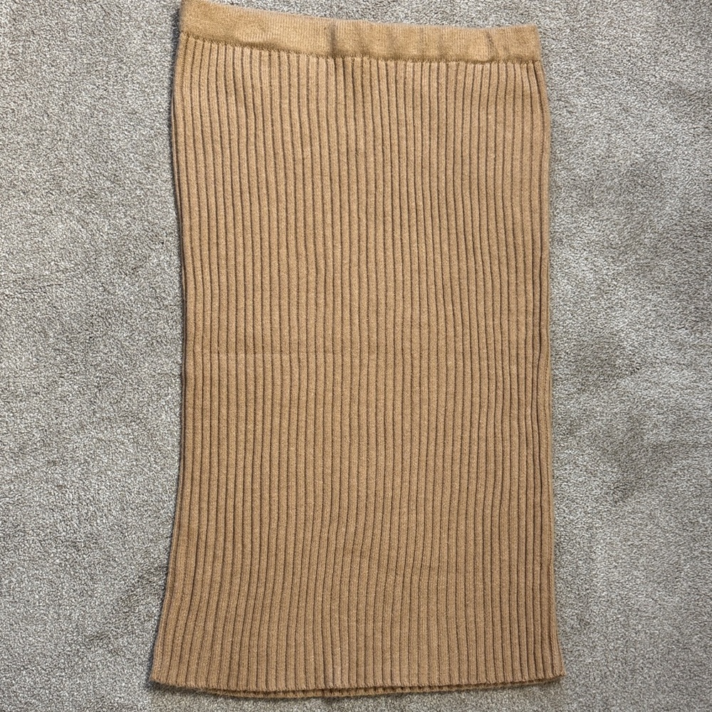Tan Ribbed Knit Skirt